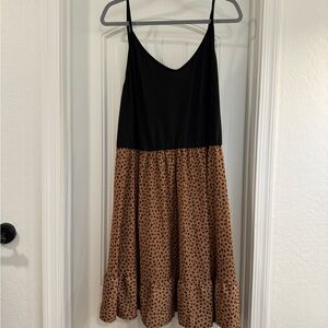 SHEIN Black & Brown Polka Dot Curve Dress